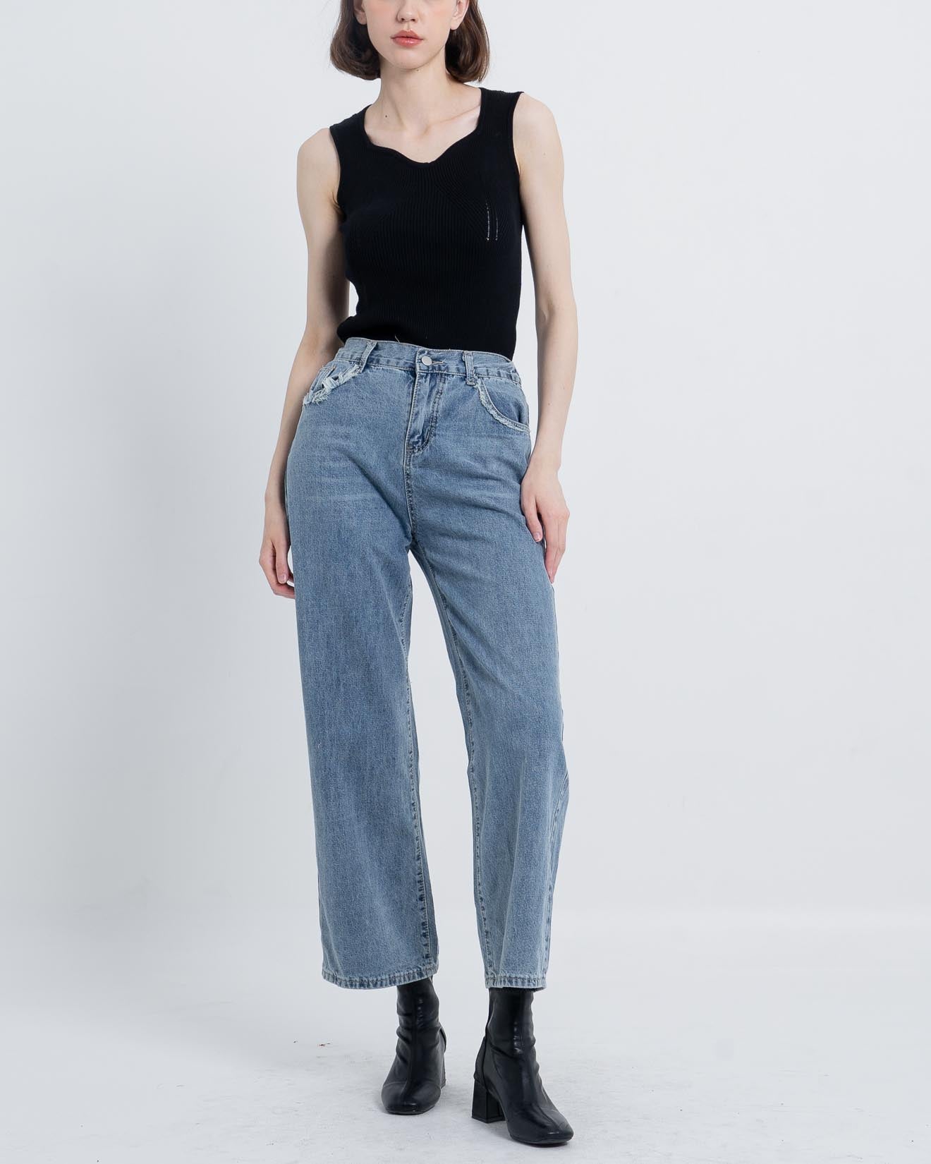 Ello Wide Leg Denim Pants -Celana Casual - 289801