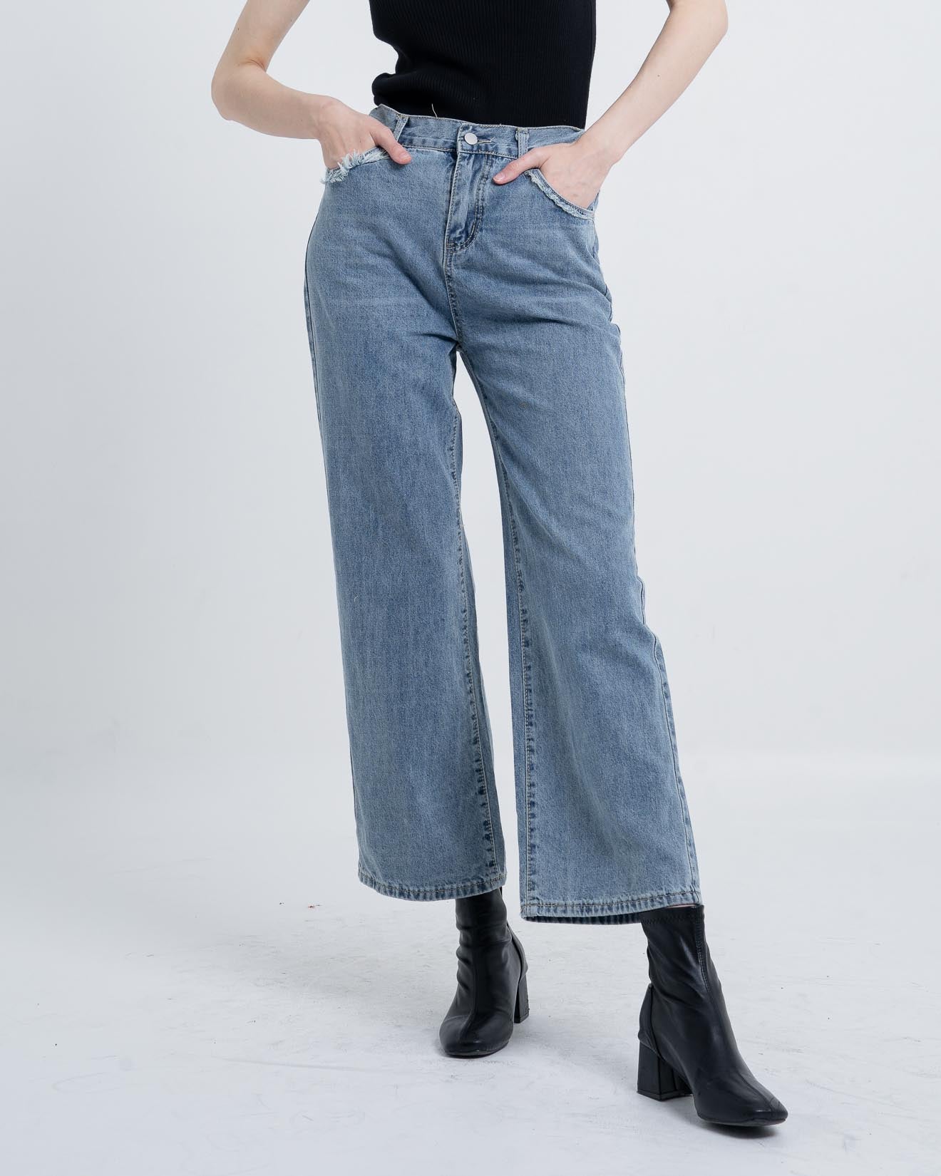 Ello Wide Leg Denim Pants -Celana Casual - 289801