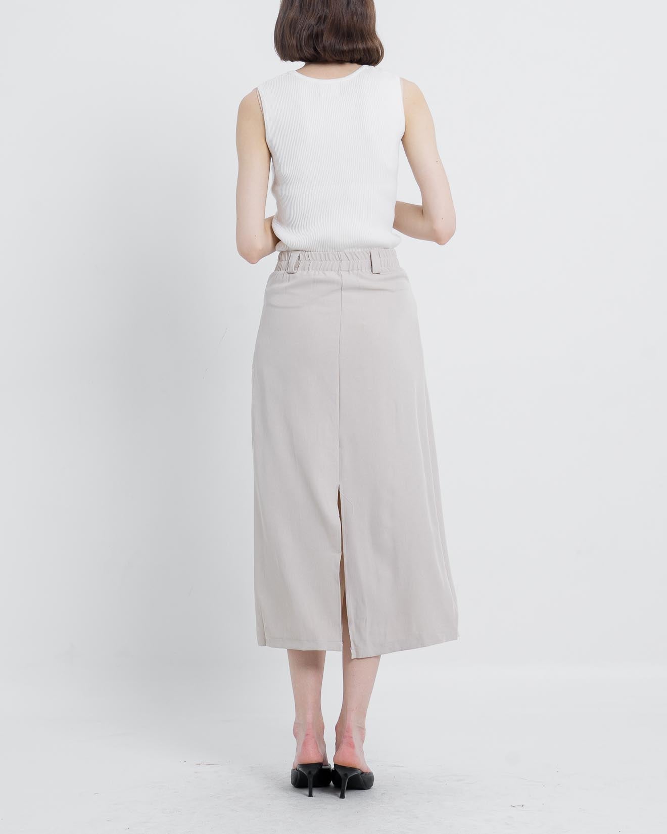 Paulete Box Pleats A Line Skirt Ivory – 288972