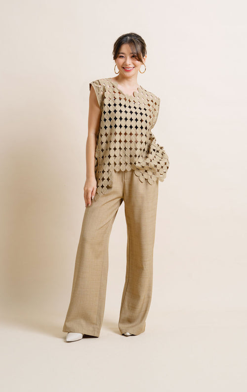 CNY Mandarin Wide Leg Brown Pants – 288935